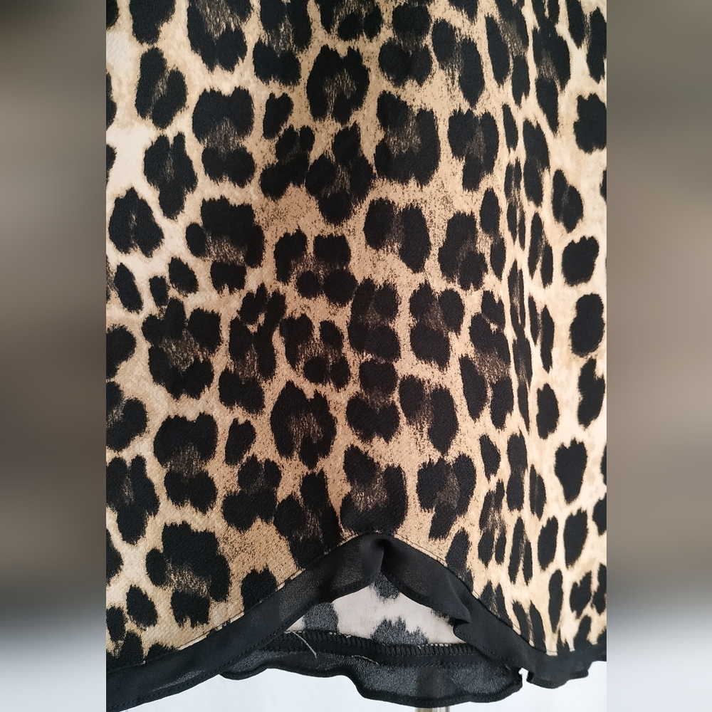 Zara Ruffled Print Leopard Print Top - Picture 9 of 11